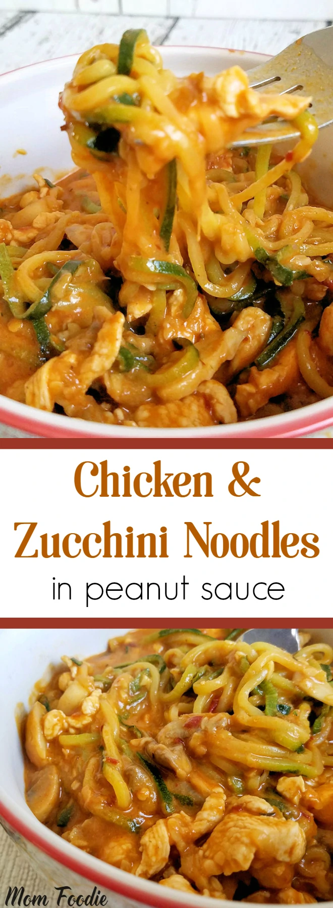 Chicken & Zucchini Noodles in Peanut Sauce - Stir Fry Recipe