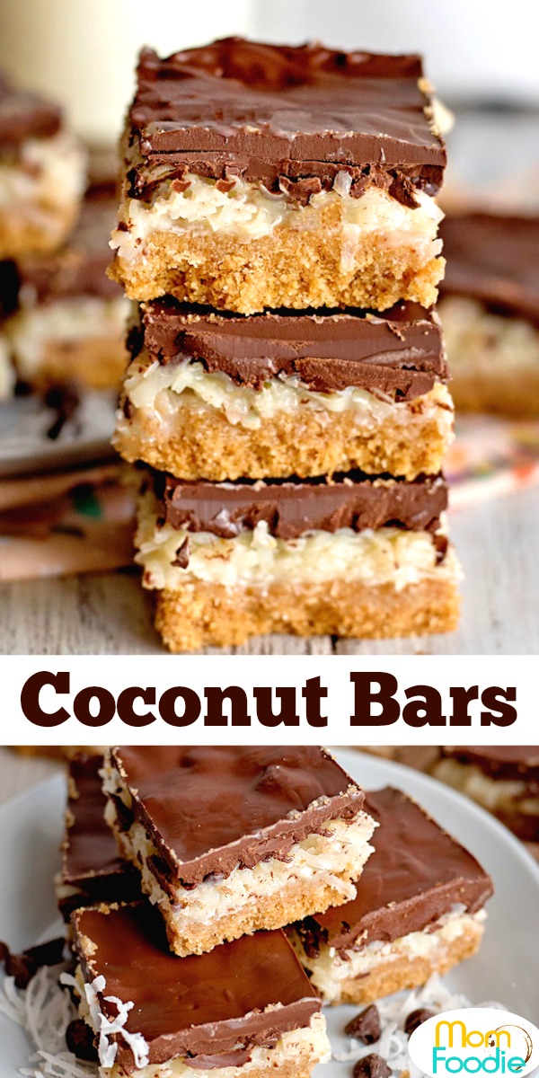 Chocolate Coconut Bars Recipe Mom Foodie   Coconut Bars Pinterest 