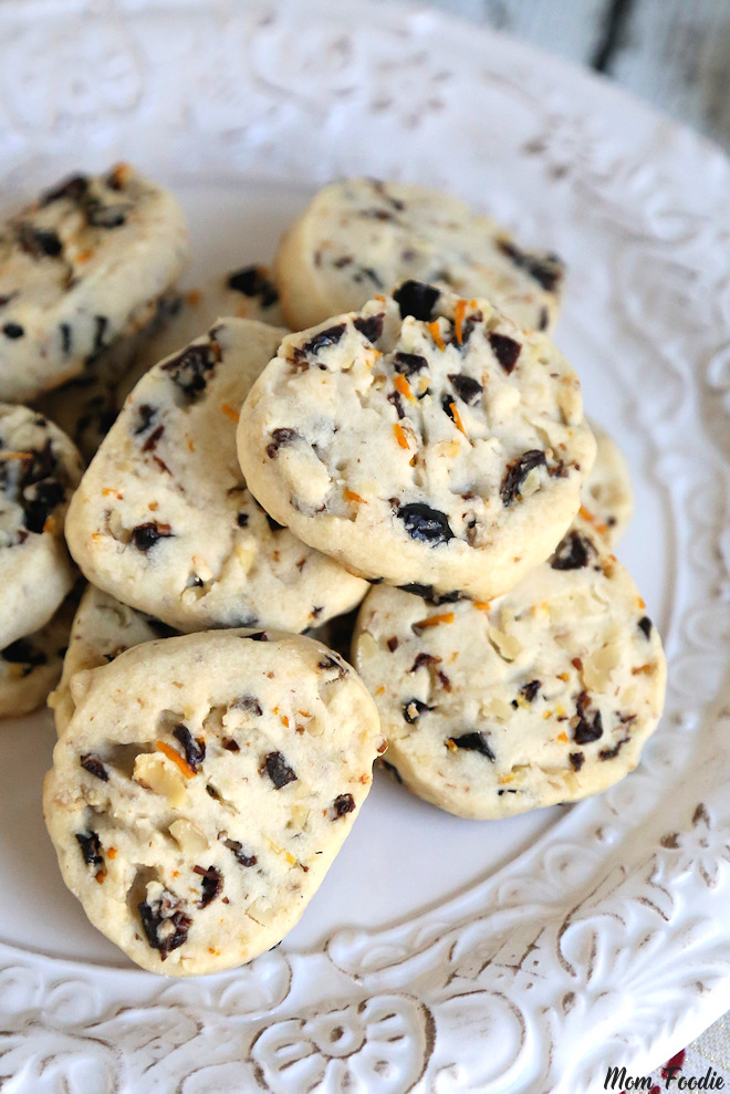 Cranberry Orange Shortbread Cookies with Walnuts