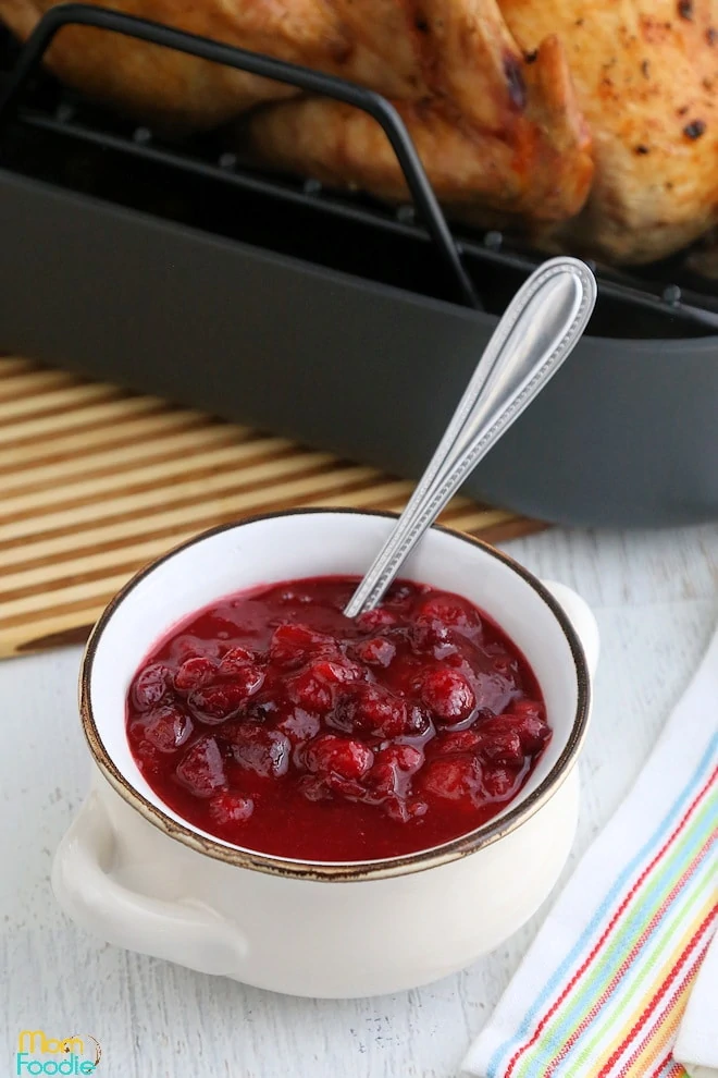 Cranberry Sauce with orange juice in white bowl