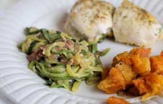 Creamy Turkey Bacon Zuccini Noodles