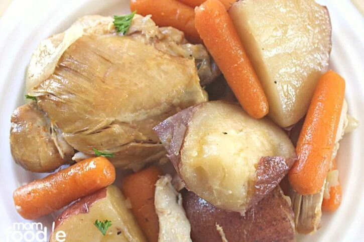 Crock Pot Chicken Thighs bone-in recipe with potatoes and carrots