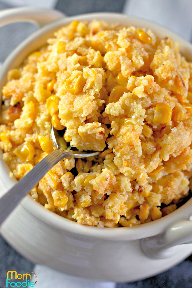 Crock Pot Corn Casserole Aka Thanksgiving Corn Pudding Mom Foodie