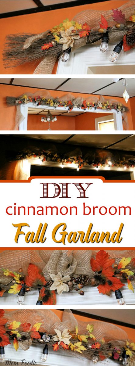 DIY Cinnamon Broom Fall Garland with Cafe Lights