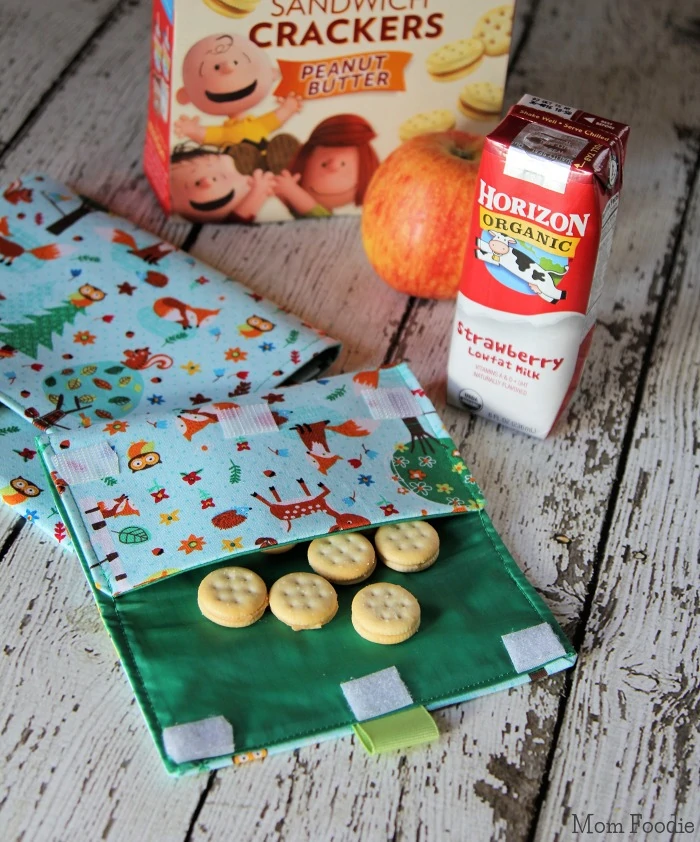 DIY Lined Snack Bags with crackers