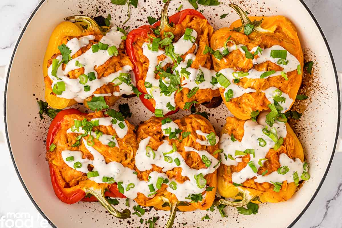 Buffalo Chicken Stuffed Peppers - Mom Foodie