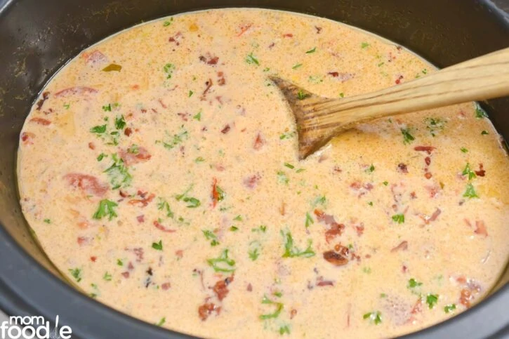 keto bacon cheeseburger soup ready to serve