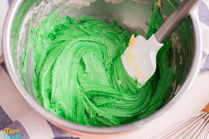 mix green coloring into cookie dough