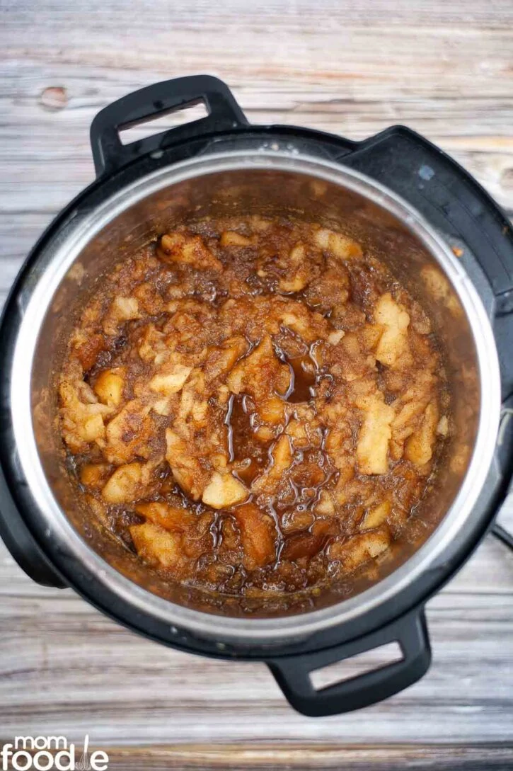 Apple mixture in pot after pressure cooking.