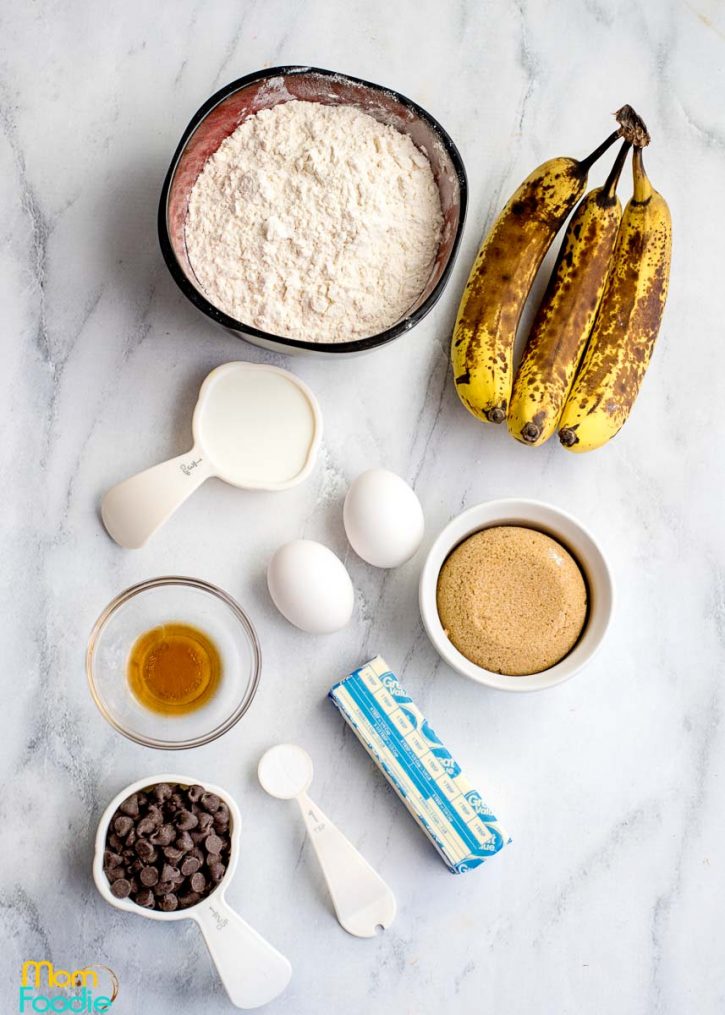 Chocolate Marbled Banana Bread ingredients