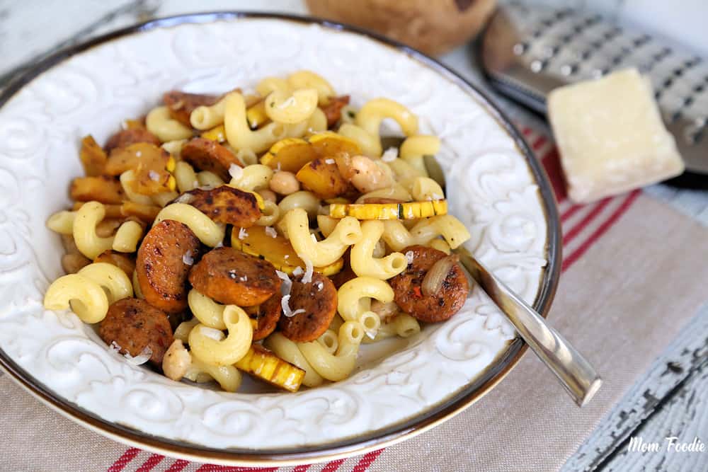 Andouille Sausage Pasta Recipe with White Beans and Delicata Squash