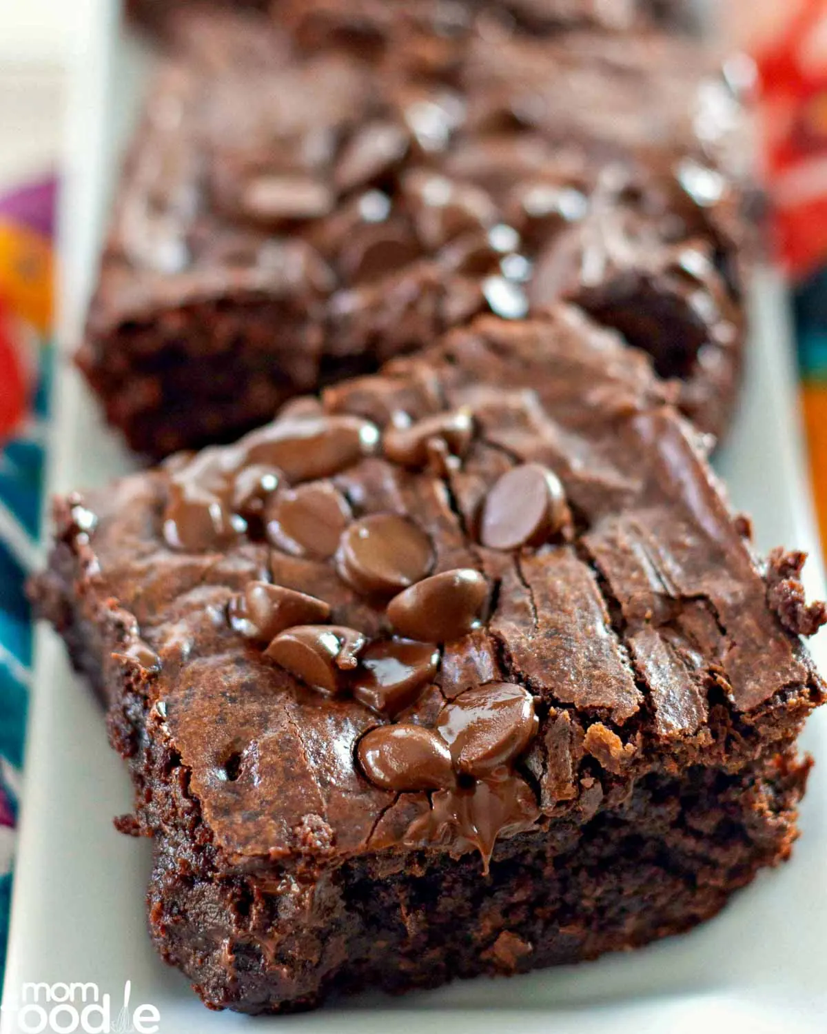 cut up double chocolate brownies.  from best brownie recipe