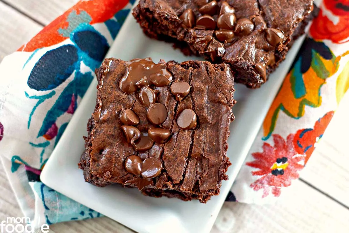 fudgy brownies with chocolate chips.