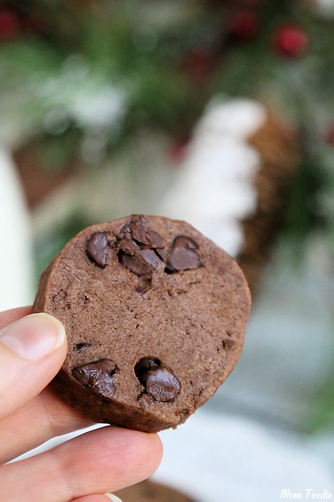 Chocolate Shortbread Cookies with chocolate chips