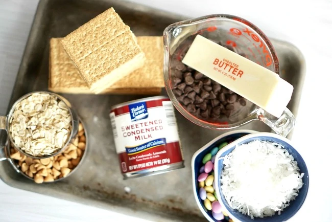 ingredients for easter cookie bars