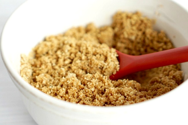 melted butter mixed with graham cracker crumbs.
