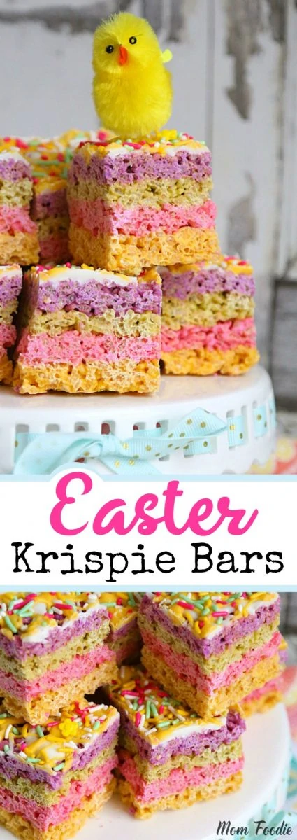 Easter Rice Krispie Treats - Striped Pastel Chocolate Krispie bars