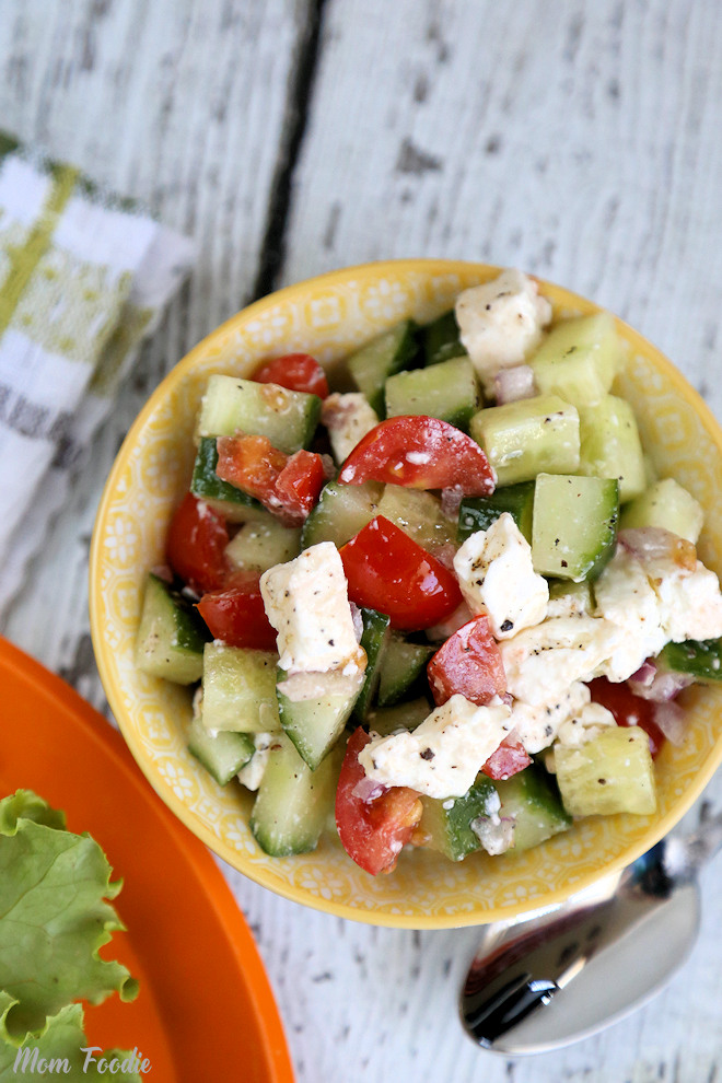 Cucumber Tomato Feta Salad with red onion