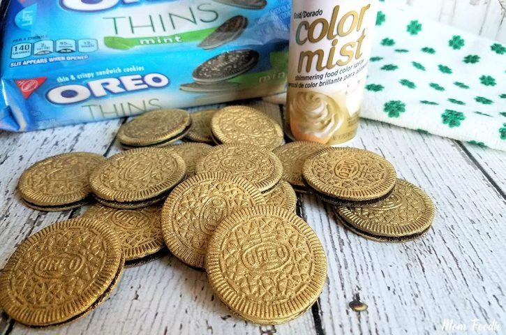 Edible Gold Covered Oreos for St. Patrick's day