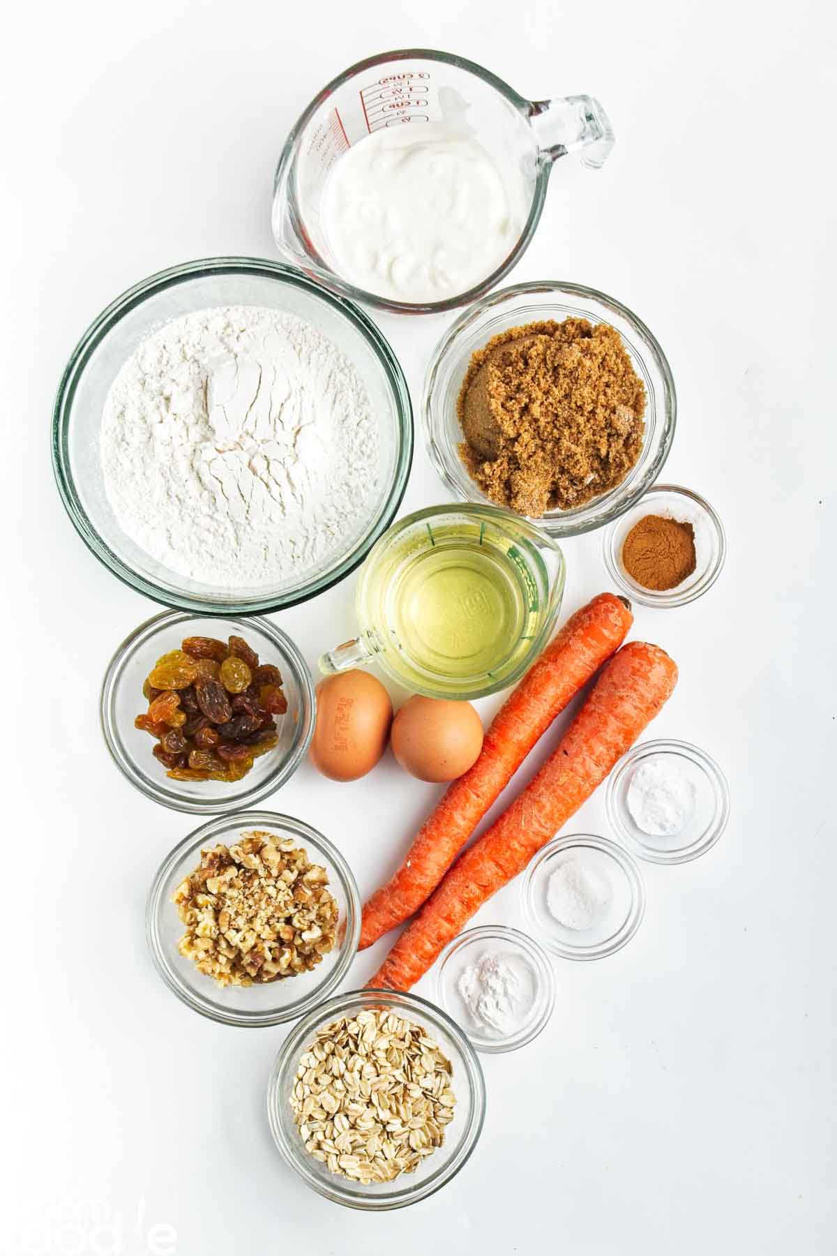 carrot cake muffin ingredients.