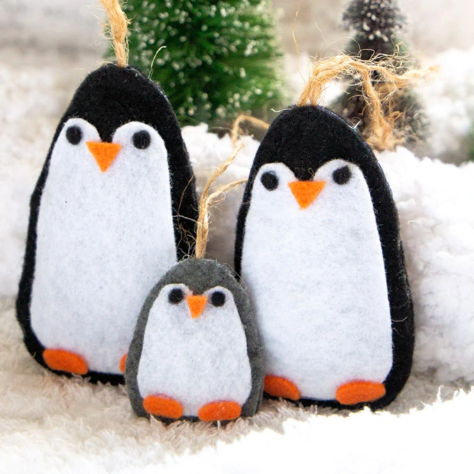 Felt Penguin With Baby Tree Decoration - Postbox Party