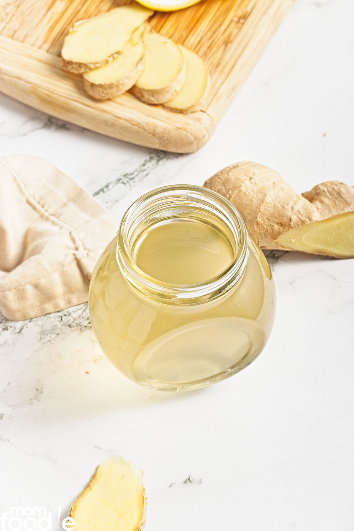 ginger simple syrup in glass jar