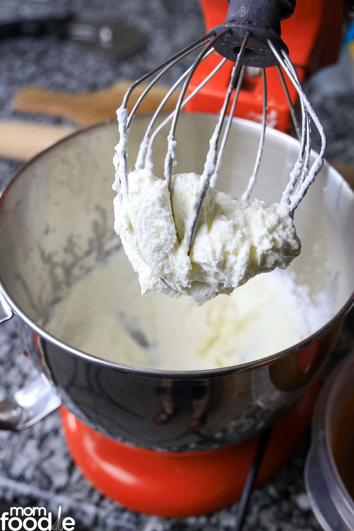 whipped cream in mixer