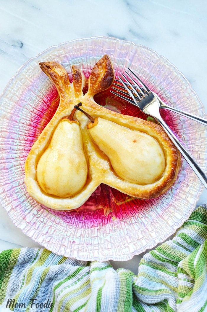 Heart Shaped puff Pastry Pear Tart Valentines Recipe