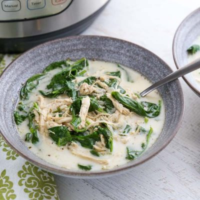 creamy chicken soup with spinach