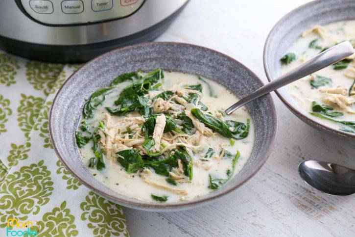 creamy chicken soup with spinach