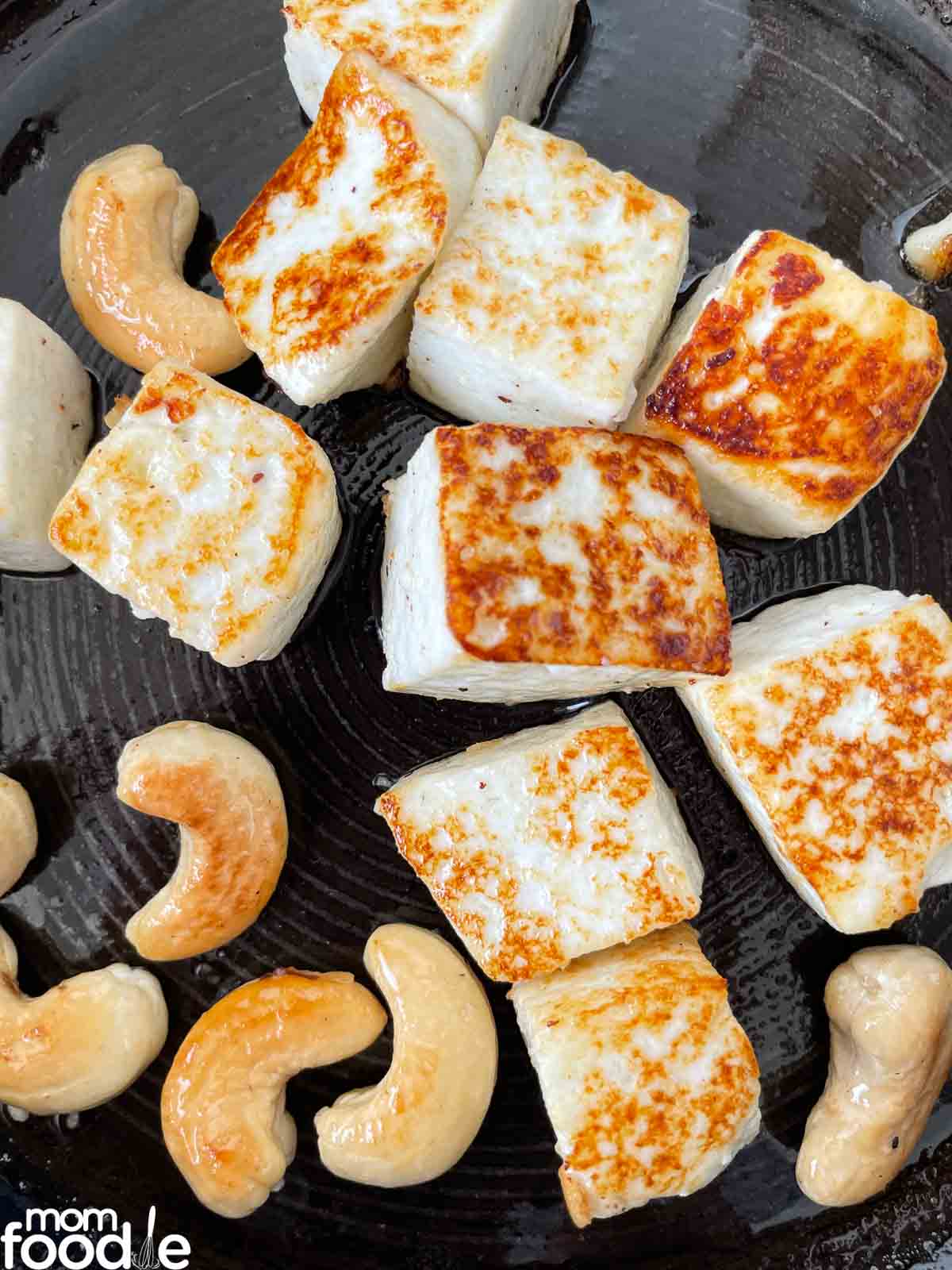 Pan grilled paneer cheese and cashews