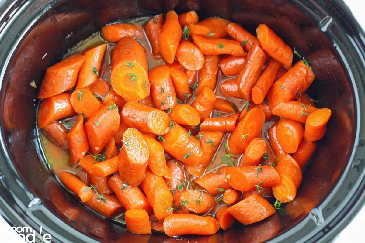 brown sugar carrots in slow cooker, stir before you serve.