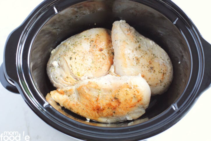 Put seared chicken in slow cooker