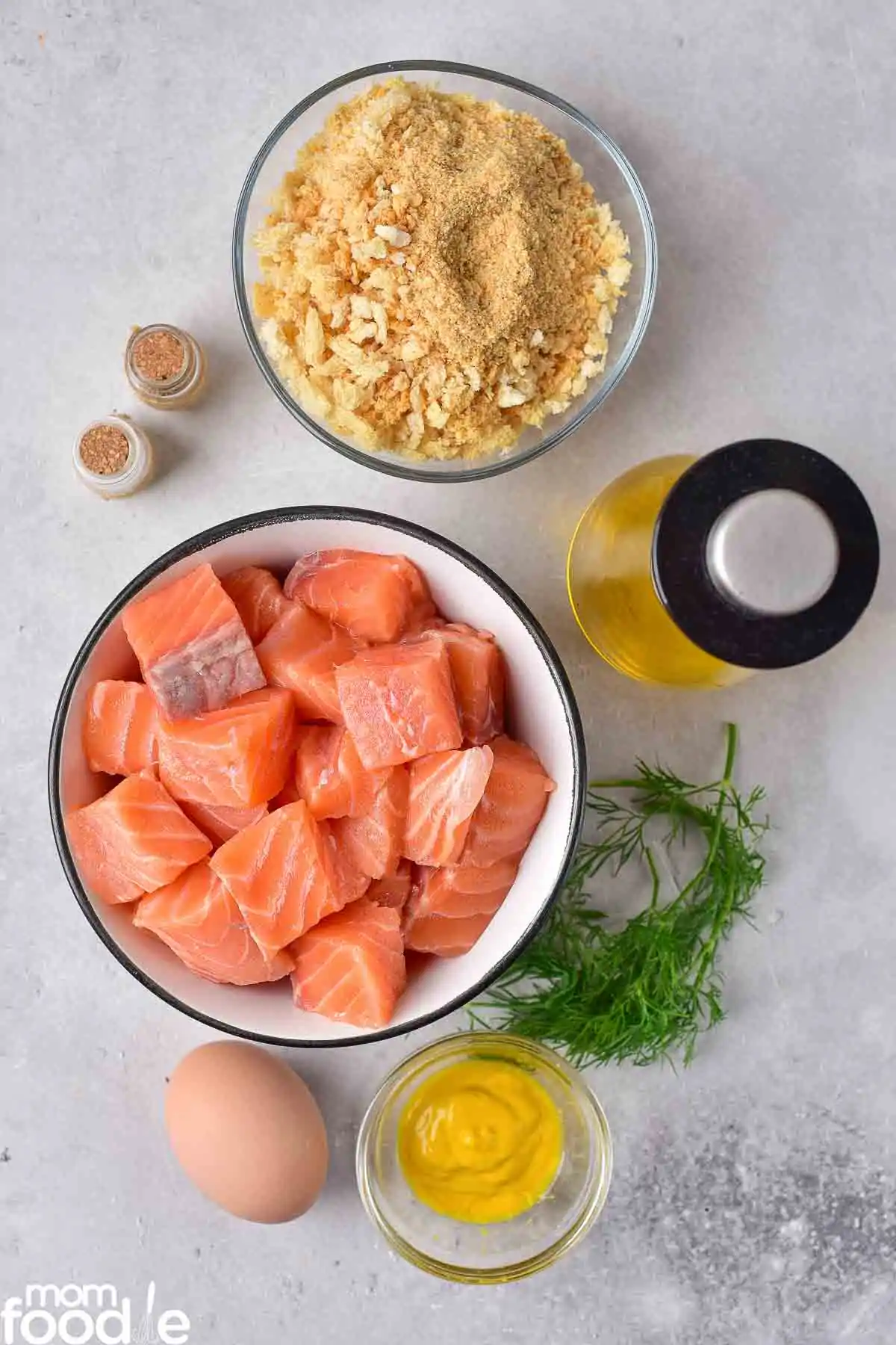 Ingredients for salmon patties