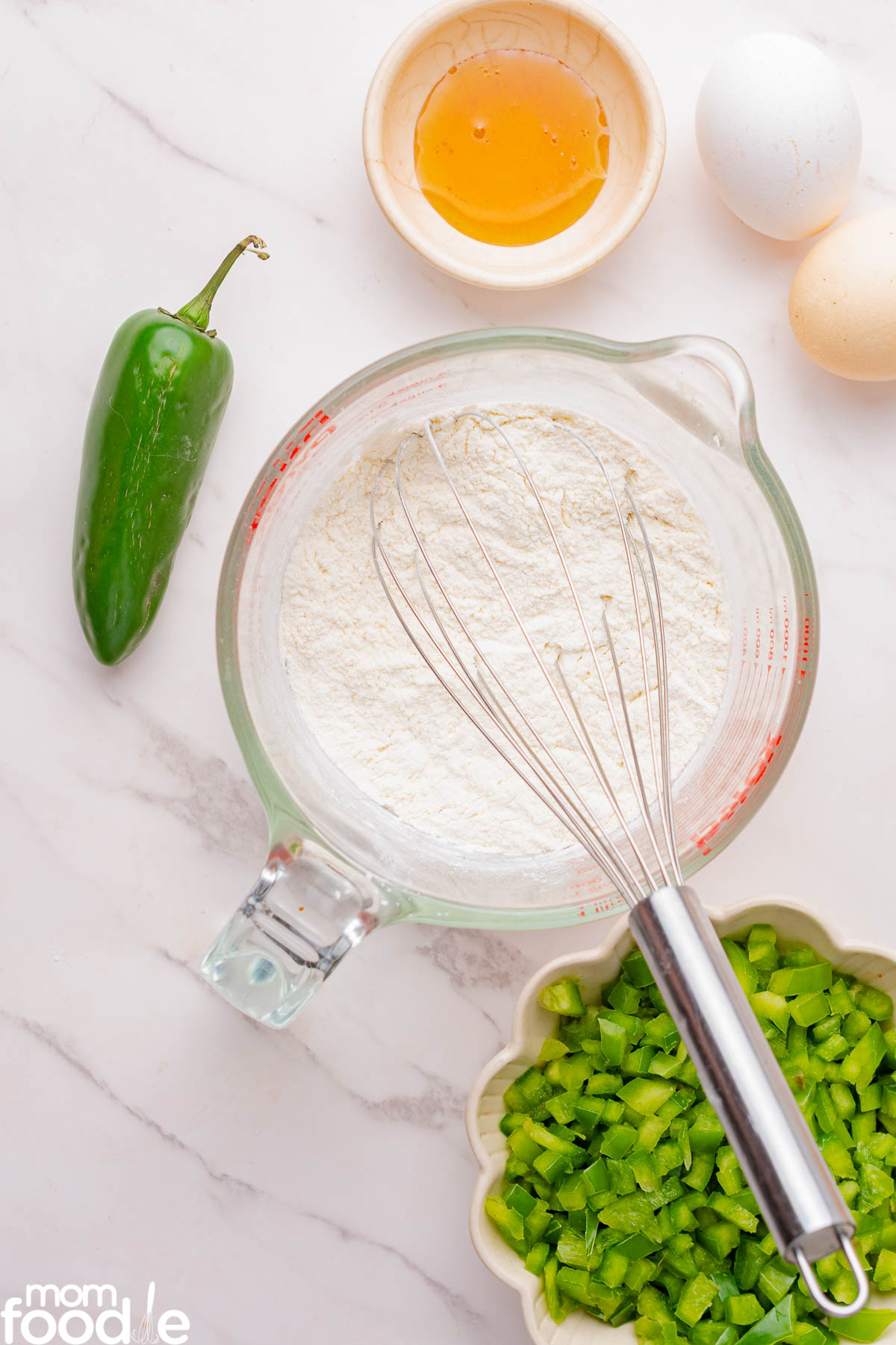 mix dry ingredients for cornbread batter