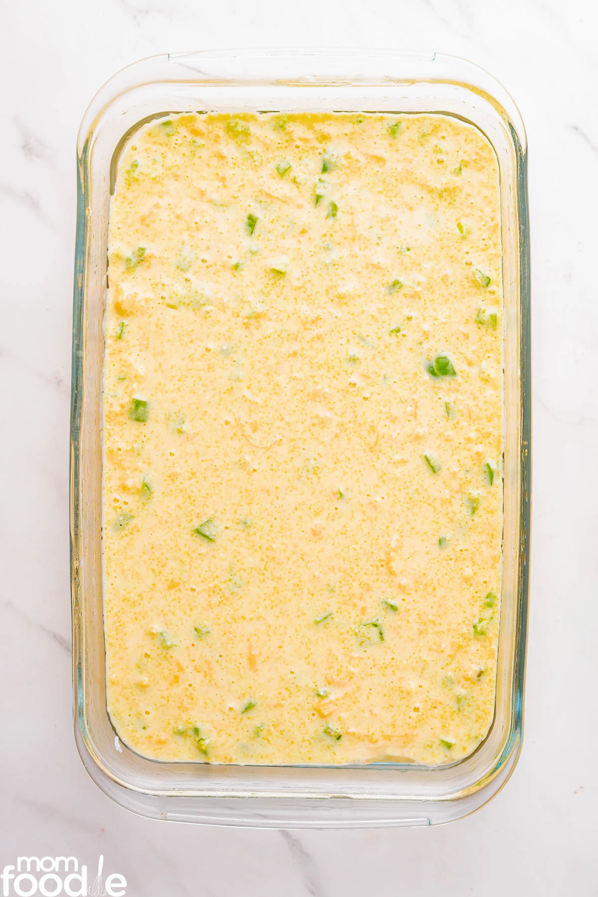 cornbread batter in baking dish