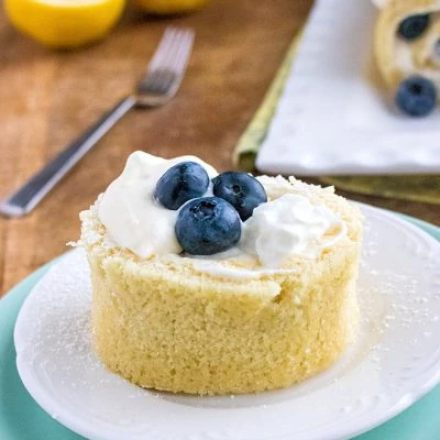 Lemon Cake Roll with Blueberries