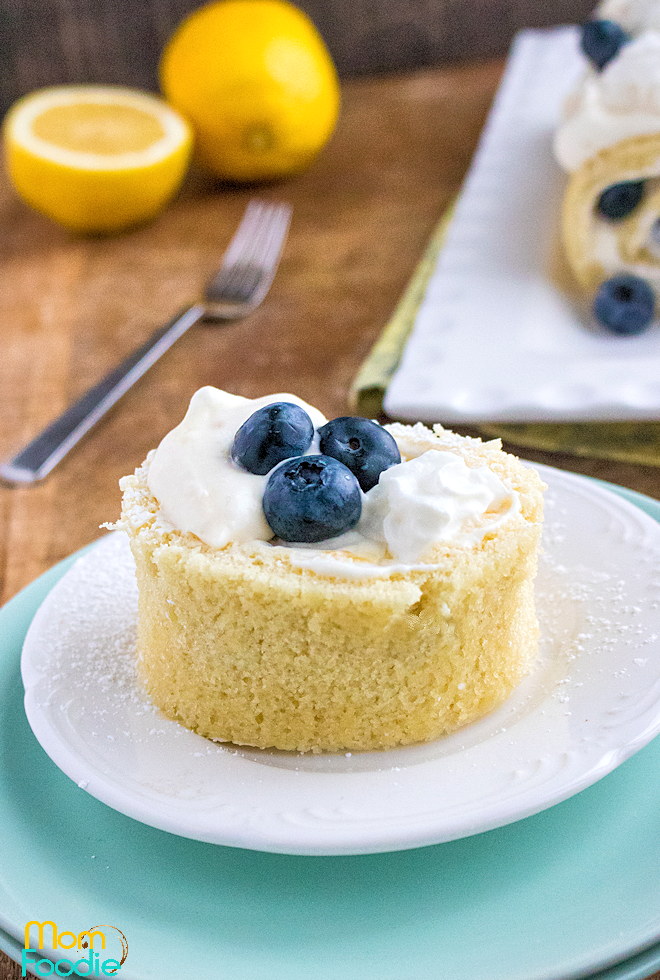 Lemon Cake Roll with Blueberries
