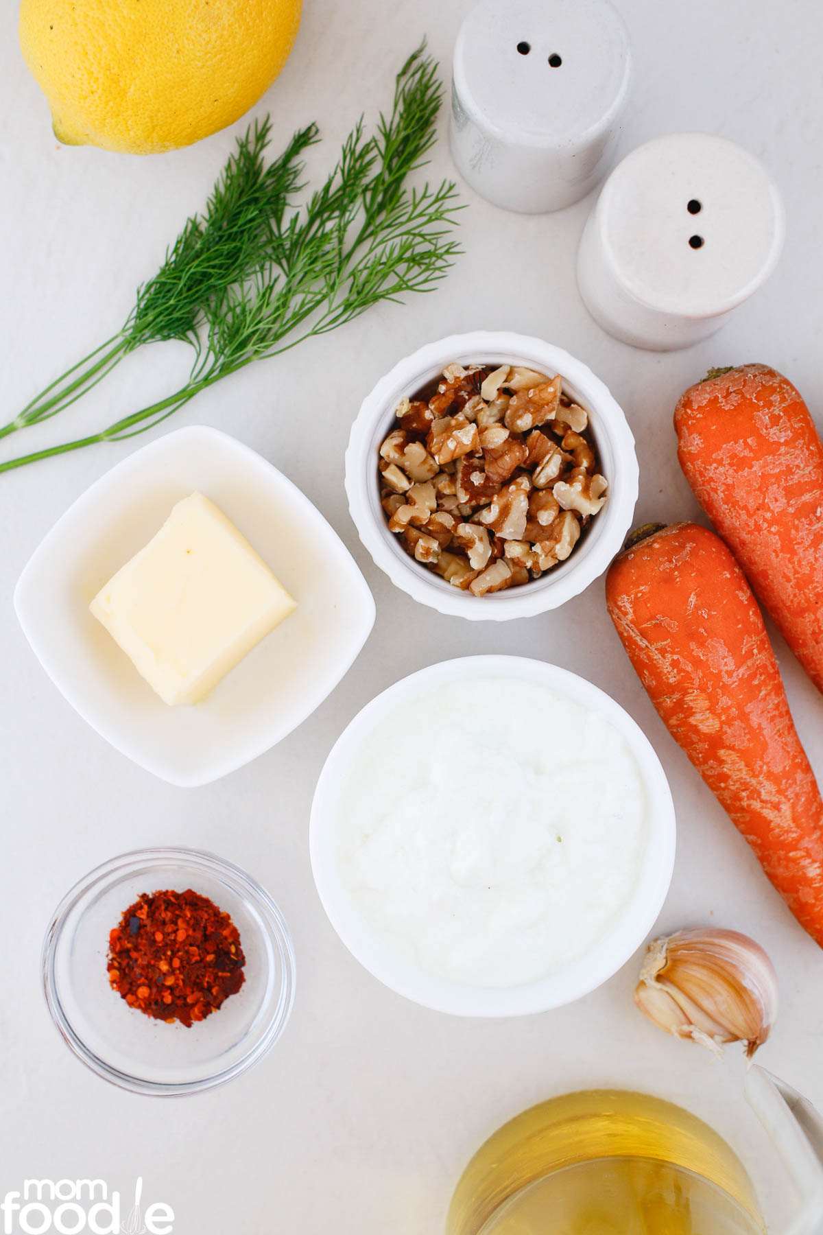 ingredients for Turkish carrot dip