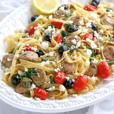 Mediterranean Pasta with Chicken Sausage