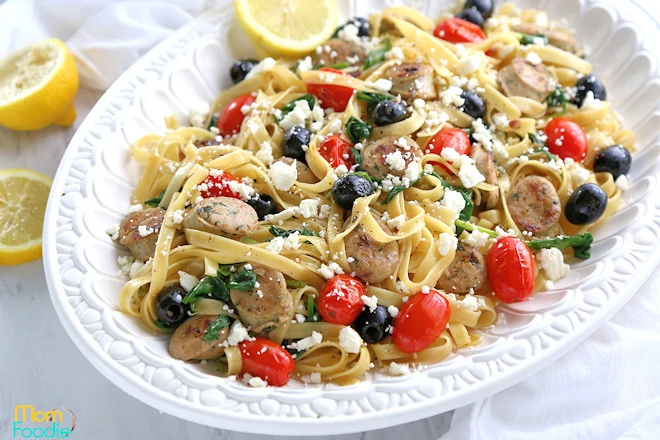 Mediterranean Pasta with Chicken Sausage 