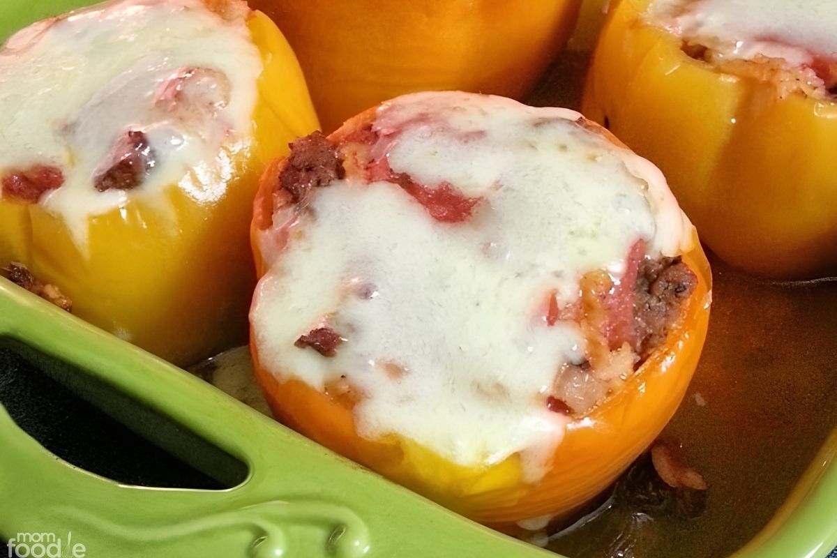Mexican Stuffed Peppers in casserole dish