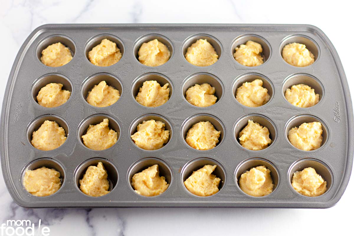 batter in muffin pan.