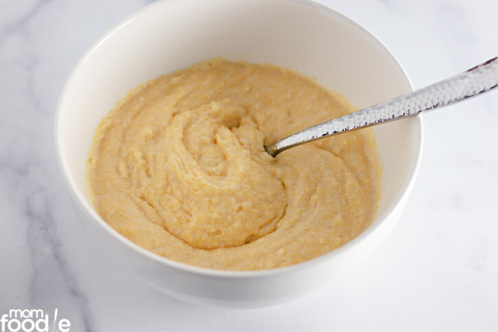 mixed batter in bowl.