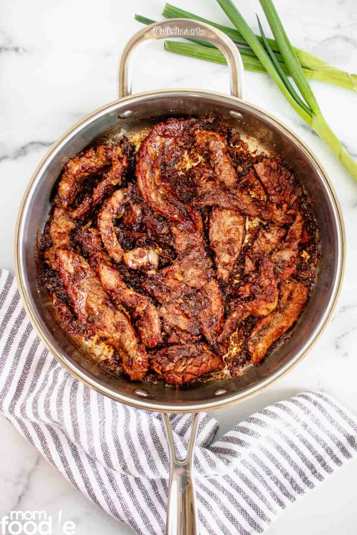 beef stir fried in skillet