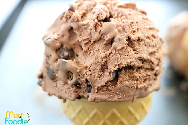 No Churn Chocolate Ice Cream with chocolate chips