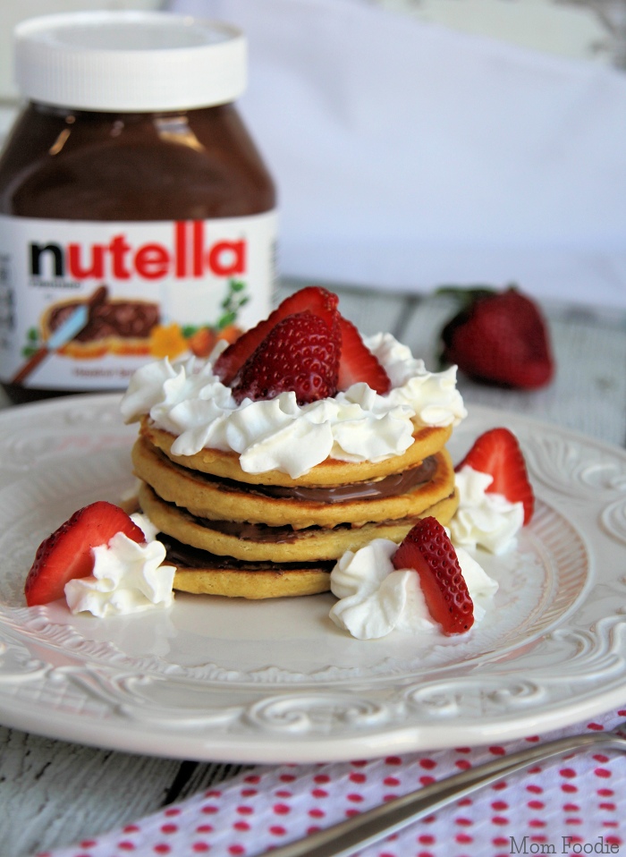 Mini Pancake Stacks with Nutella and Strawberries