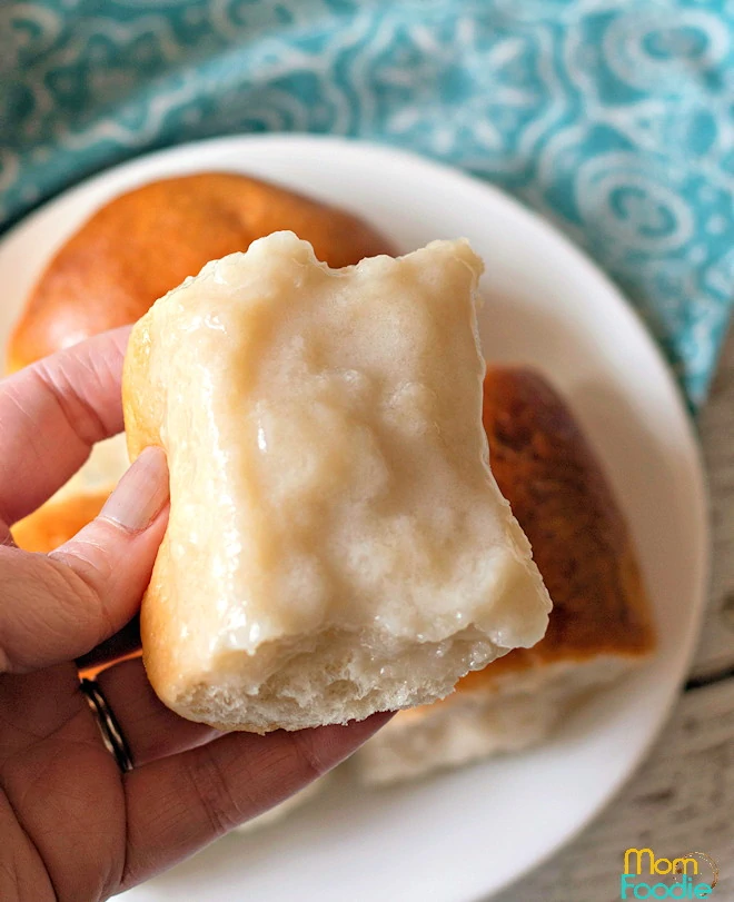 coconut sauce on dinner roll