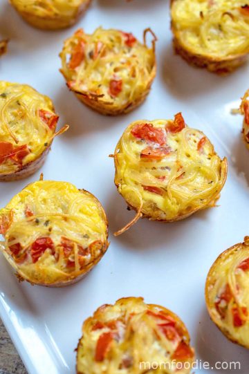 Pasta Frittata Muffins - What to do with Leftover Pasta - Mom Foodie