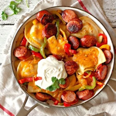 Pieirogies and Kielbasa Skillet